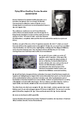 A preview of a PDF biography for Baseden, Geoffrey Thomas